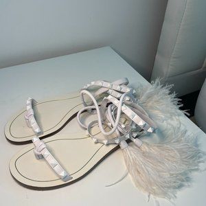VALENTINO GARAVANI Feather-Embellished Sandals - US 6